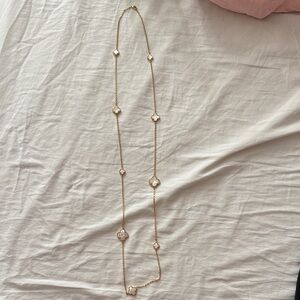 Elegant Gold and White Clover Necklace